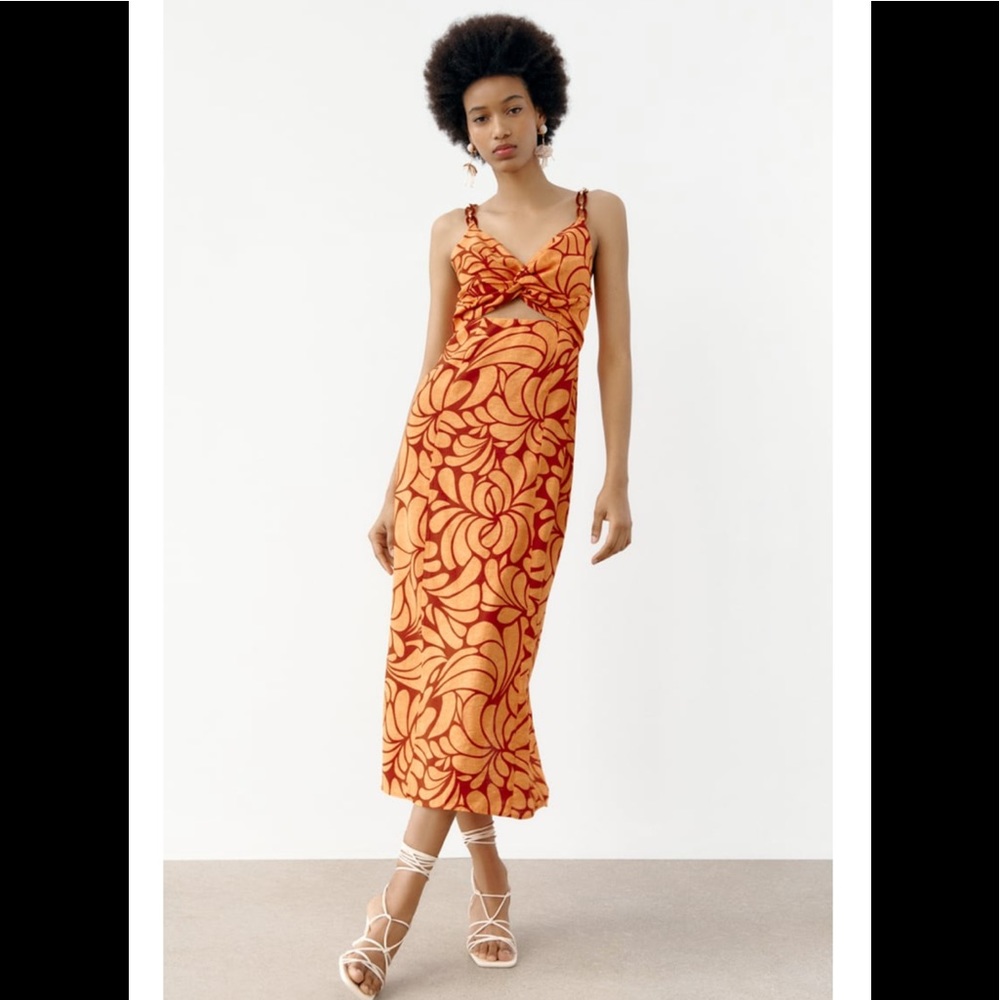 Zara chain strap print dress